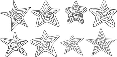 abstract line stars set isolated creative doodle elements for web design decor cosmic space festive digital graphic illustration vector
