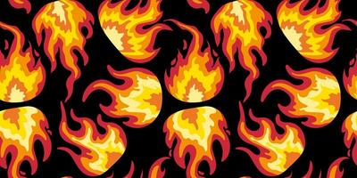 black background seamless fire flame pattern abstract burning bonfire elements design decorative vibrant art textile print texture paper digital illustration vector
