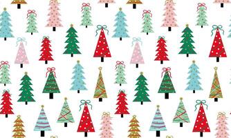 seamless art christmas new year trees pattern festive holiday background with abstract elements for wrapping paper web design textile vector