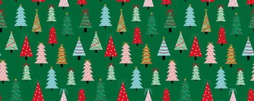 seamless christmas new year trees pattern festive holiday background with abstract elements for wrapping paper web design vector