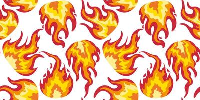 abstract drawn fire flame seamless pattern on white background dynamic burning bonfire texture for textile print wallpaper web design digital illustration vector