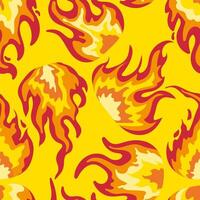 modern vibrant yellow background hot fire flame seamless pattern for summer web design texture print abstract burning graphic backdrop vector