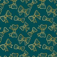 seamless golden polka dot bows pattern elegant luxury texture emerald green background festive celebration web design vector