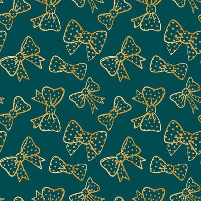 seamless golden polka dot bows pattern elegant luxury texture emerald green background festive celebration web design