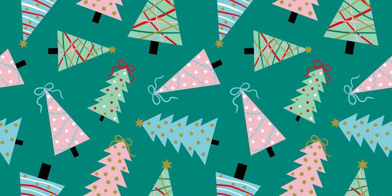 abstract art seamless christmas new year trees pattern pastel pale colors emerald background for web design textile paper