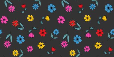 minimalist colorful floral seamless pattern grey background modern abstract flower design for web textile decor digital illustration spring summer vector