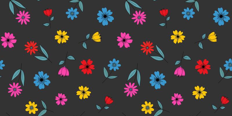 minimalist colorful floral seamless pattern grey background modern abstract flower design for web textile decor digital illustration spring summer