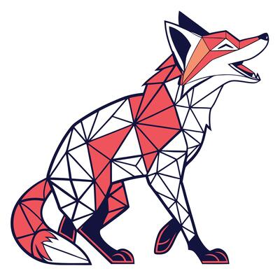 Geometric fox illustration graphic design modern polygonal animal art print pattern isolated on white