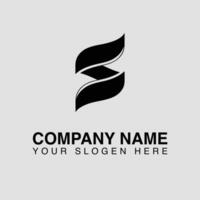 Abstract black logo with curved shapes for company branding, isolated on white background vector