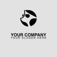Abstract black logo design with a circular shape, leaf-like elements, and a unique, modern aesthetic vector