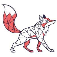 Geometric fox illustration isolated on white background, featuring a modern low poly design with triangles and clean lines in a minimalist style, perfect for graphic design vector
