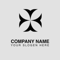 Abstract black cross logo design modern geometric shape for company branding and business identity vector