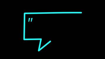 Cyan color line drawing animation blank motivational quote template making a chat sign with shaking effect on dark background video