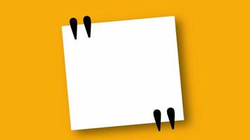 Blank white motivational quote template animation on yellow background with shaking effect video