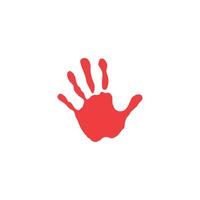 Vivid Red Handprint Symbolizing Warning, Stop, and Human Impact, Bold Graphic for Alerts and Social Messages, Expressive Red Palm Print Icon, Representing Danger, Activism, and Human Connection vector