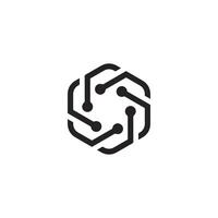 Abstract Hexagonal Circuit Board Connection AI Logo, Representing Artificial Intelligence, Technology, Digital Networks, Symbolic of Data Flow, and Innovation in a Digital Environment vector