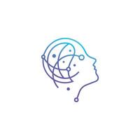 Human Head Outline with Interconnected Neural Networks, Representing Artificial Intelligence, Symbolic of AI, Machine Learning, Brain Activity, and Digital Thinking, Modern Graphic vector