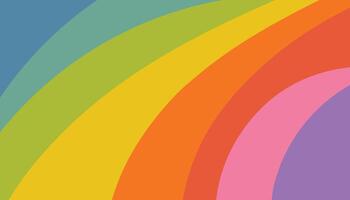 Colorful striped rainbow background in flat cartoon style with smooth diagonal bands in bright cheerful hues. A joyful and vibrant design perfect for playful themes and kids projects. vector