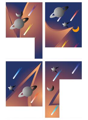 Starry sky with meteorites.