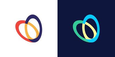 Oval round ring color icon logo colorful abstract isolated . vector