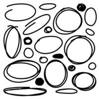 Hand drawn circle line scrible sketch set. round circles for message note mark design element and for bussiness element. EPS 10 vector