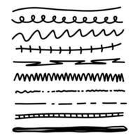 Set of artistic pen brushes. Hand drawn strokes. Doodle lines, various dividers for web sites and design element. vector