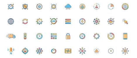 Minimal Flat Benefit Icon Set Color Illustration vector