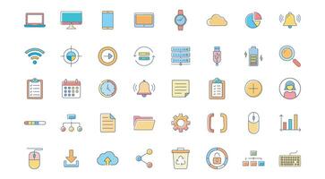 Tech and Productivity Line Icons vector