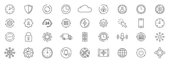 Minimal Line Benefit Icon Set Flat Outline Collection vector