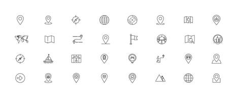 Minimal Location line art Icon Set vector