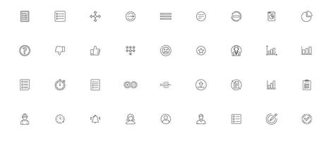Flat Minimal Line Survey Icon Set vector