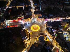 Shantou, Guangdong, China -FEB 17, 2025-The Sun Yat Sen Memorial Pavilion and view of A view of Shantou Small Park historial area in old town. photo