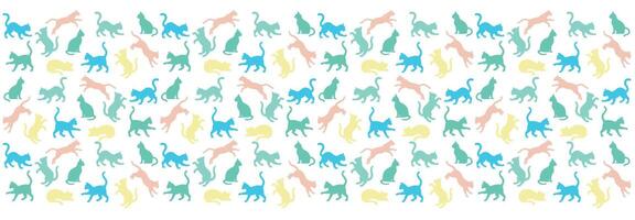 Minimalist pattern of cats with pastel green tones color vector