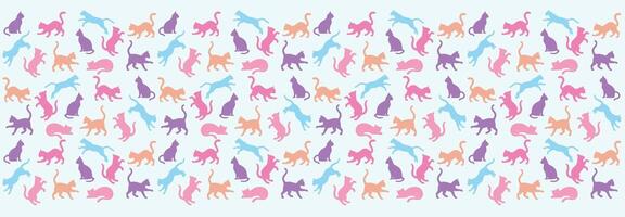 Minimalist pattern of cats with pastel pink tones color vector