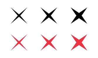 Cross, x mark icon set in sharp edge style. Wrong, error, close sign symbol vector