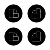 Auto rotate smartphone icon set on black circle. Phone rotation sign symbol vector