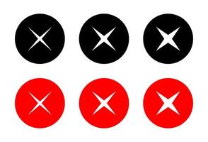 X mark, cross icon set on black circle. Wrong, error, close sign symbol vector