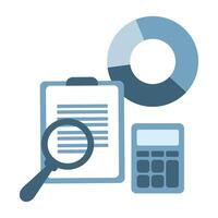 Accounting and finance audit, of Business professionals accountants using calculators and spreadsheets to generate reports vector