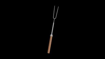 Marshmallow Roasting Stick Rotating on a Transparent Background. Seamless Loop. 4K video