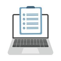 A notebook appears on the laptop screen. A checklist is drawn on the notebook positive responses illustration vector