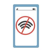 Wi-Fi with No Red Sign Icon Network Warning and Forbidden Internet Concept vector