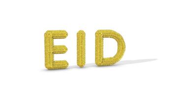 Eid Inflated Text on a White Floor. Stylized 3D Eid Text Animation. 4K video
