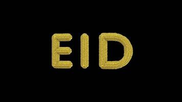 Eid Inflated Text Rotating on a Transparent Background. Seamless Loop. 4K video