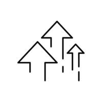 Multiple Upward Arrows Outline Icon Representing Growth Progress Increase and Positive Trend vector