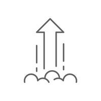 Editable Stroke Arrow Outline Icon Representing Rocket Launch Business Growth and Startup Success in Minimal Line Style vector
