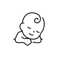 Baby sleeping on surface line icon minimal style. vector