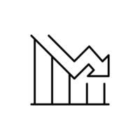 Line Art Graph Showing Market Downturn and Consumption Decline Business Recession and Statistical Data Icon vector