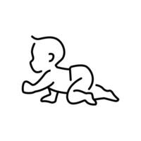 The baby is crawling line icon. Simple outline style. Toddler development. Early childhood. vector