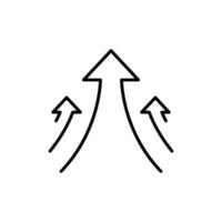 Three Upward Arrows Outline. Growth Direction and Progress Line Icon. Movement and Advancement Symbol vector