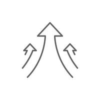 Three Upward Arrows Outline. Growth Direction and Progress Line Icon. Editable Stroke Movement and Advancement Symbol vector